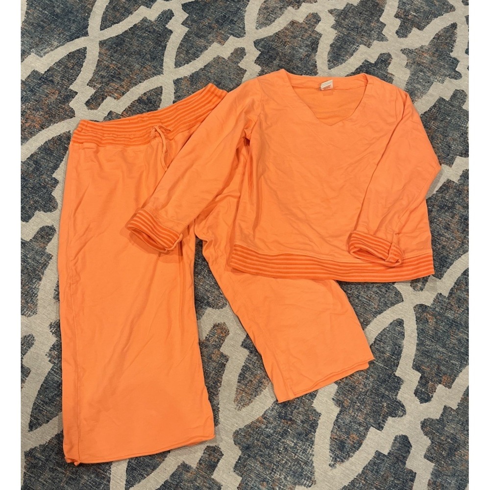 Vintage Sunny Side Up Brand Cotton Tangerine Sweatsuit Sz L. Made Is USA.
